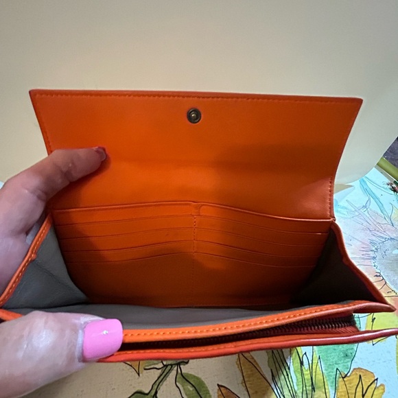 Bottega Veneta Intrecciato Nappa Leather Orange Flap Wallet - Picture 15 of 17